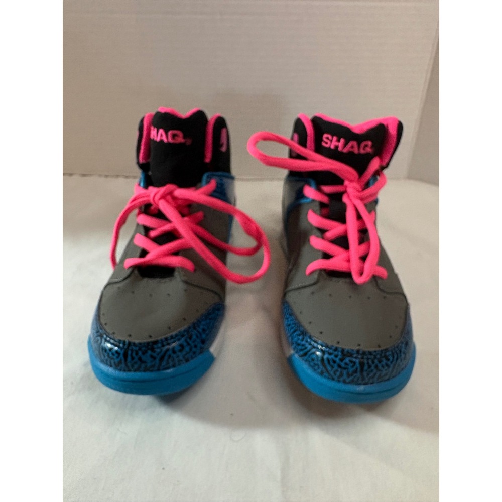 Shaq Kids High Top Basketball Sneakers Grey Blue Pink Size 12 SQN011A-15